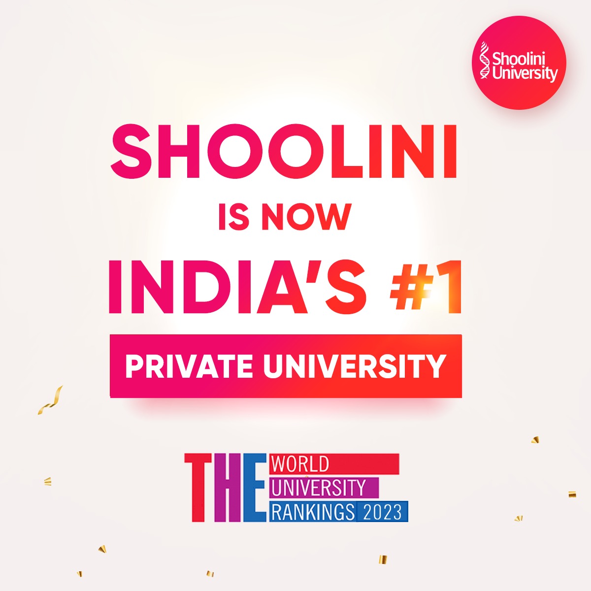 Shoolini is No.1 Private University in India
